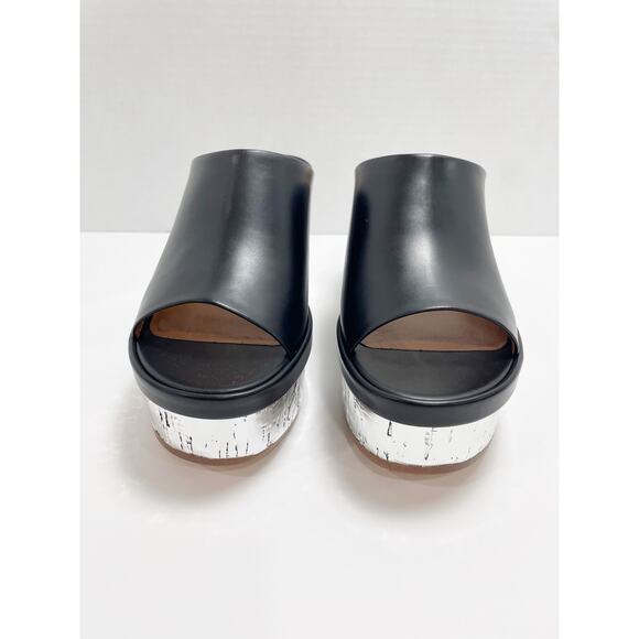 Chloé Oli Slip On Platform Wedge Mule Sandals Metallic Silver Black 40 - Picture 8 of 14